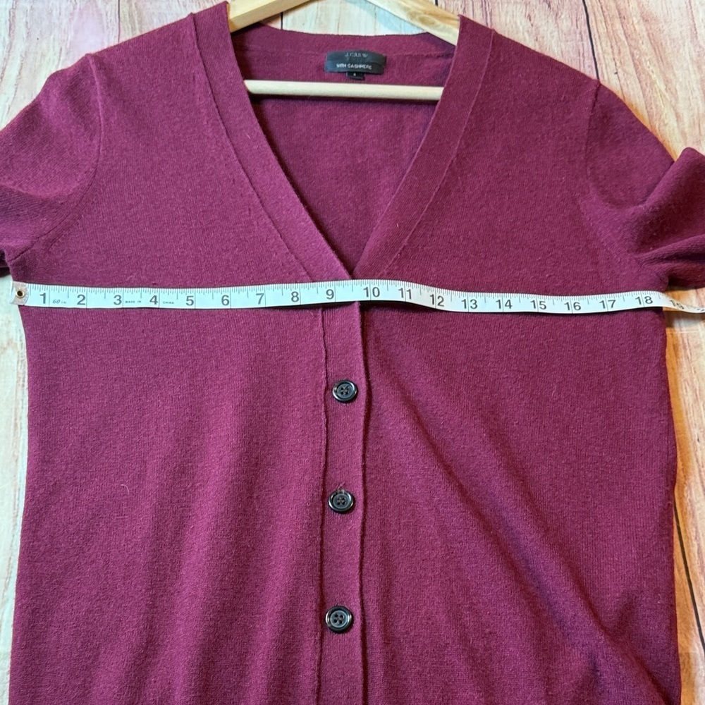 J. Crew Deep Red V-Neck Cardigan- Wool and Cashmere blend - Picture 7 of 9